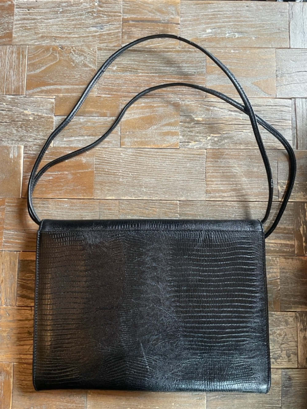 Vintage Austin Designs Reptile Skin Embossed Leather Shoulder Bag - Picture 3 of 15